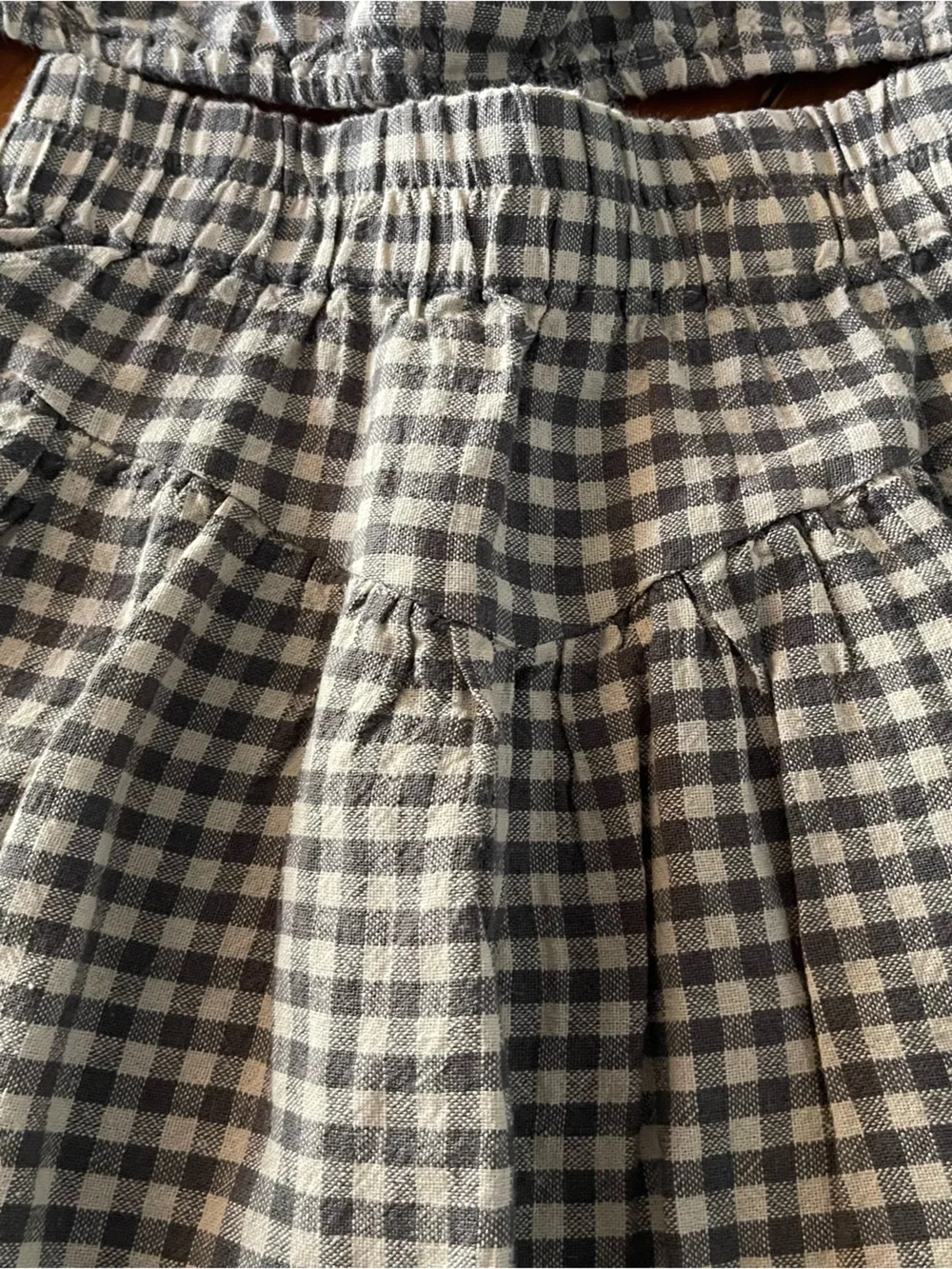 Rylee + Cru Green and White Gingham Top with matching skirt.
